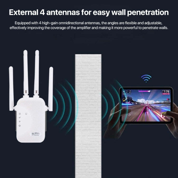 SM-010 Four-antenna 300M Repeater WiFi Wireless Router (US Plug)