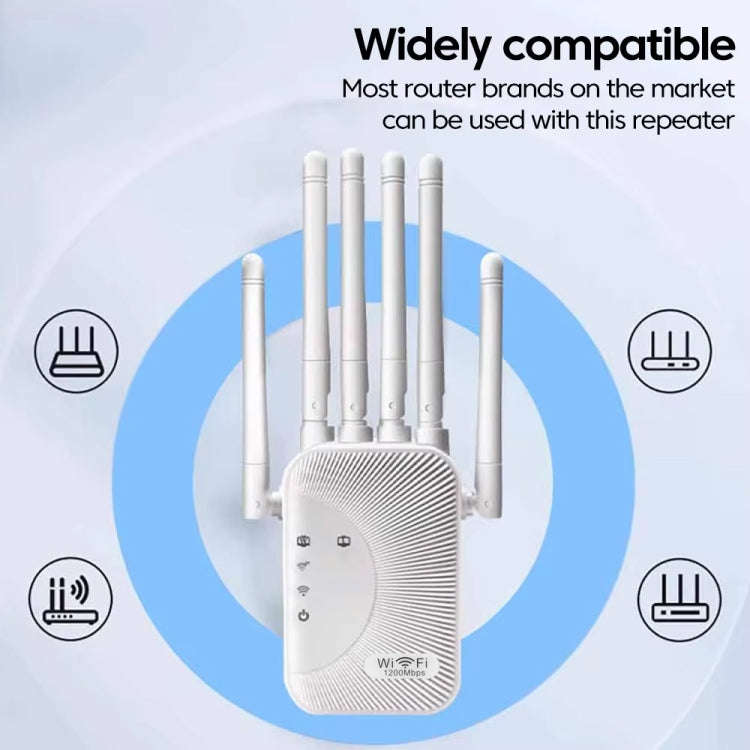 SM-011 Six-antenna 1200M Repeater WiFi Wireless Router (EU Plug)
