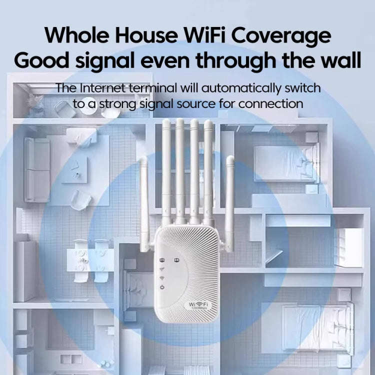 SM-011 Six-antenna 1200M Repeater WiFi Wireless Router (EU Plug)