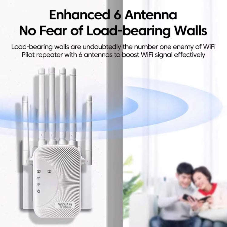 SM-011 Six-antenna 1200M Repeater WiFi Wireless Router (EU Plug)