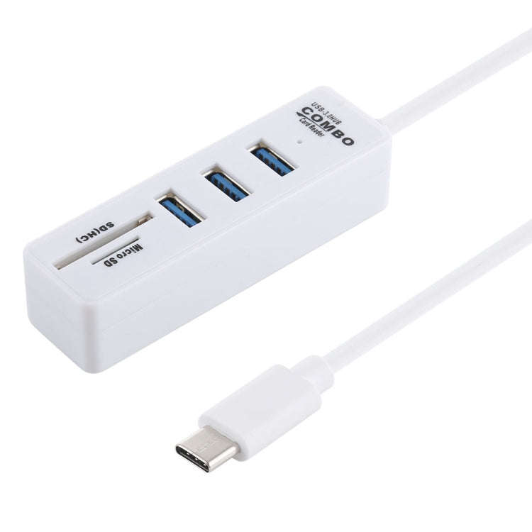 2 in 1 TF / SD Card Reader + 3 x USB 3.0 Ports to USB-C / Type-C HUB Converter, Cable Length: 26c...