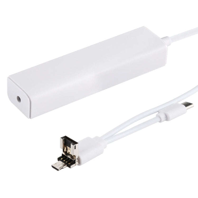 3 in 1 USB-C / Type-C + Micro USB + 4 x USB 2.0 Ports HUB Converter, Cable Length: 12cm(White)