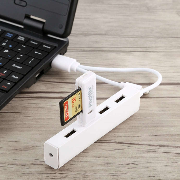 3 in 1 USB-C / Type-C + Micro USB + 4 x USB 2.0 Ports HUB Converter, Cable Length: 12cm(White)