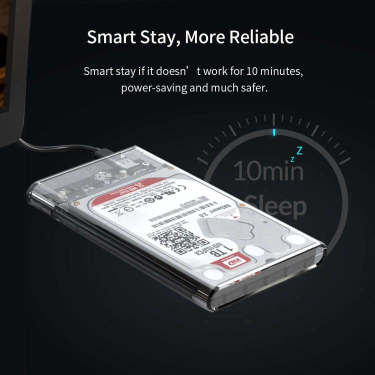 ORICO 2139C3-G2 SATA 2.5 inch USB3.1 Gen2 USB-C / Type-C Interface Transparent Hard Drive Enclosu...