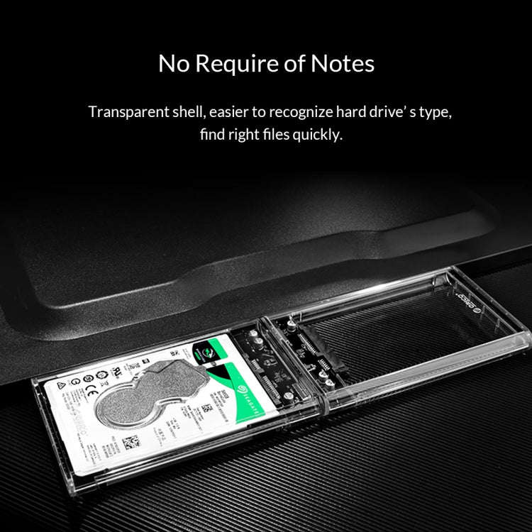 ORICO 2139C3-G2 SATA 2.5 inch USB3.1 Gen2 USB-C / Type-C Interface Transparent Hard Drive Enclosu...
