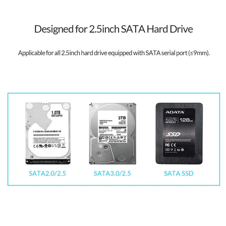 ORICO 2139C3-G2 SATA 2.5 inch USB3.1 Gen2 USB-C / Type-C Interface Transparent Hard Drive Enclosu...