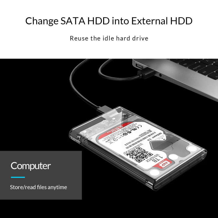 ORICO 2139C3-G2 SATA 2.5 inch USB3.1 Gen2 USB-C / Type-C Interface Transparent Hard Drive Enclosu...