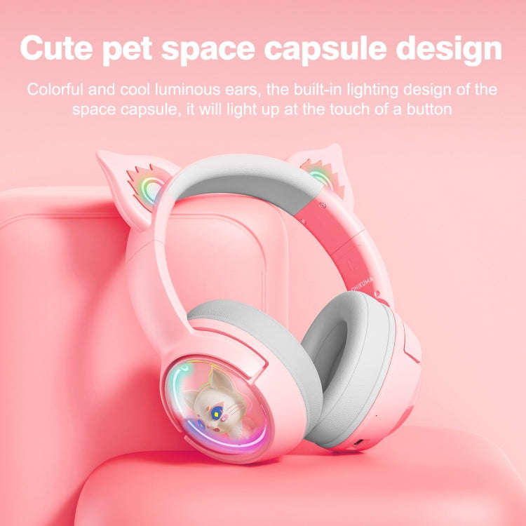 B5 Cat Ear Design USB-C / Type-C RGB Wireless Bluetooth HiFi Headset (Pink)