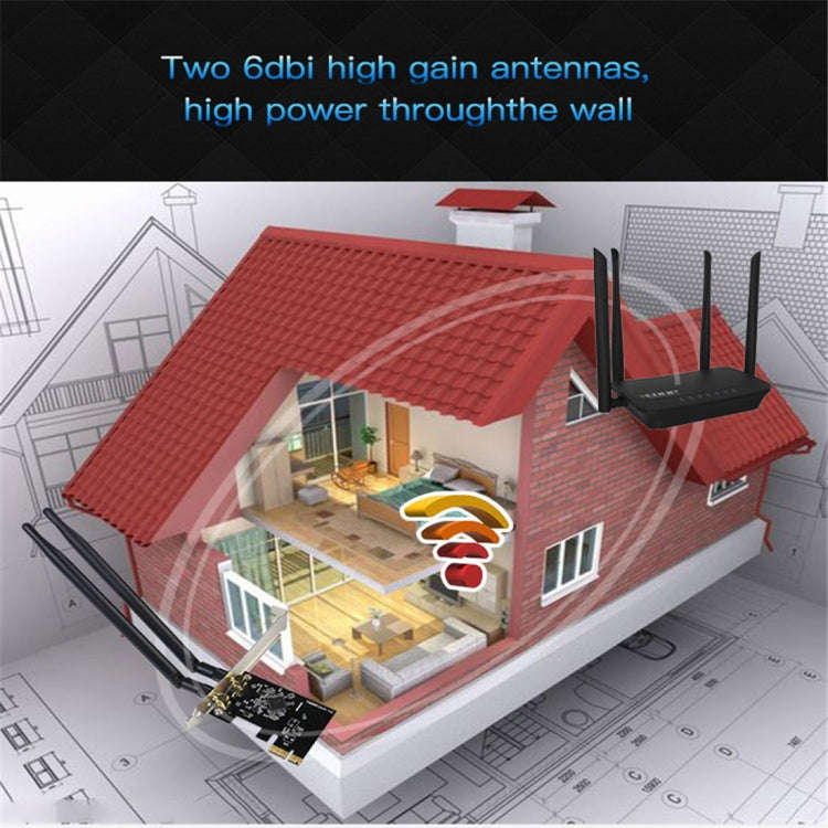 EDUP EP-9607 1200Mbps Dual-Band PCI-E Express Wireless Adapter Network Card with 2 x 6dBi Antennas