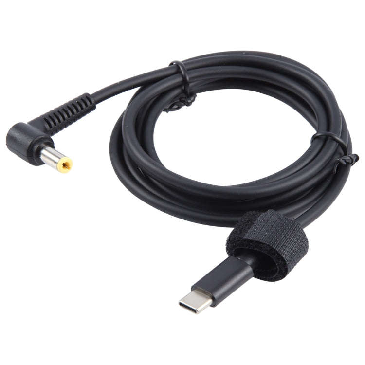PD65W USB-C / Type-C Elbow to 5.5 x 2.5mm Laptop Power Charging Cable 1.5m (Black)