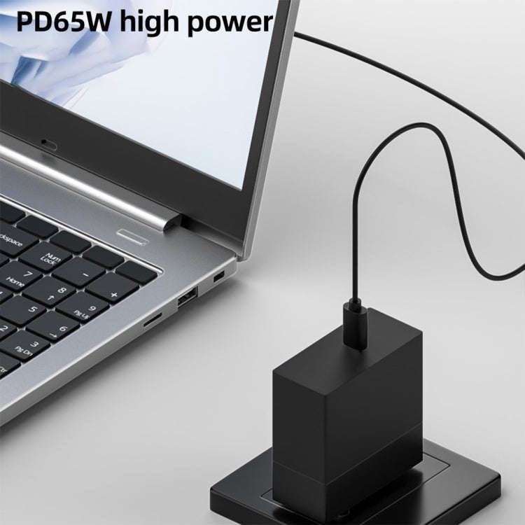 PD65W USB-C / Type-C Elbow to 5.5 x 2.5mm Laptop Power Charging Cable 1.5m (Black)