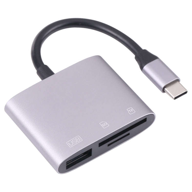 NK-3041 3 in 1 USB-C / Type-C Male to USB Female + SD / TF Card Slots OTG Adapter SD / TF Card Re...