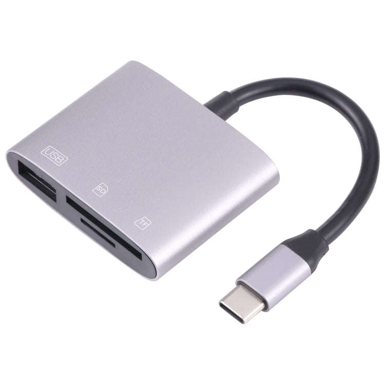 NK-3041 3 in 1 USB-C / Type-C Male to USB Female + SD / TF Card Slots OTG Adapter SD / TF Card Re...