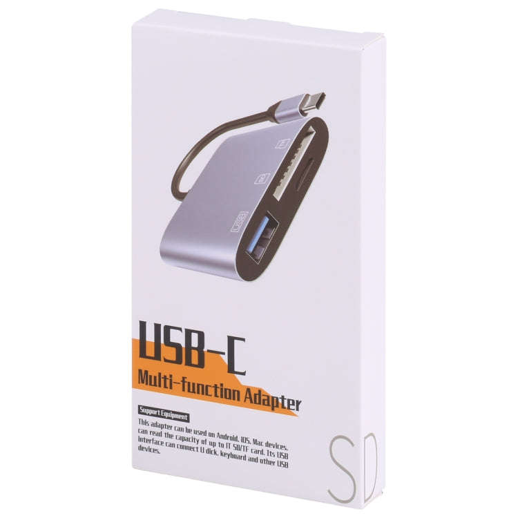 NK-3041 3 in 1 USB-C / Type-C Male to USB Female + SD / TF Card Slots OTG Adapter SD / TF Card Re...