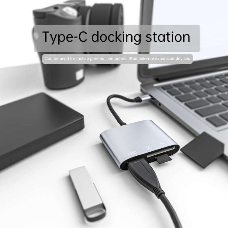 NK-3041 3 in 1 USB-C / Type-C Male to USB Female + SD / TF Card Slots OTG Adapter SD / TF Card Re...