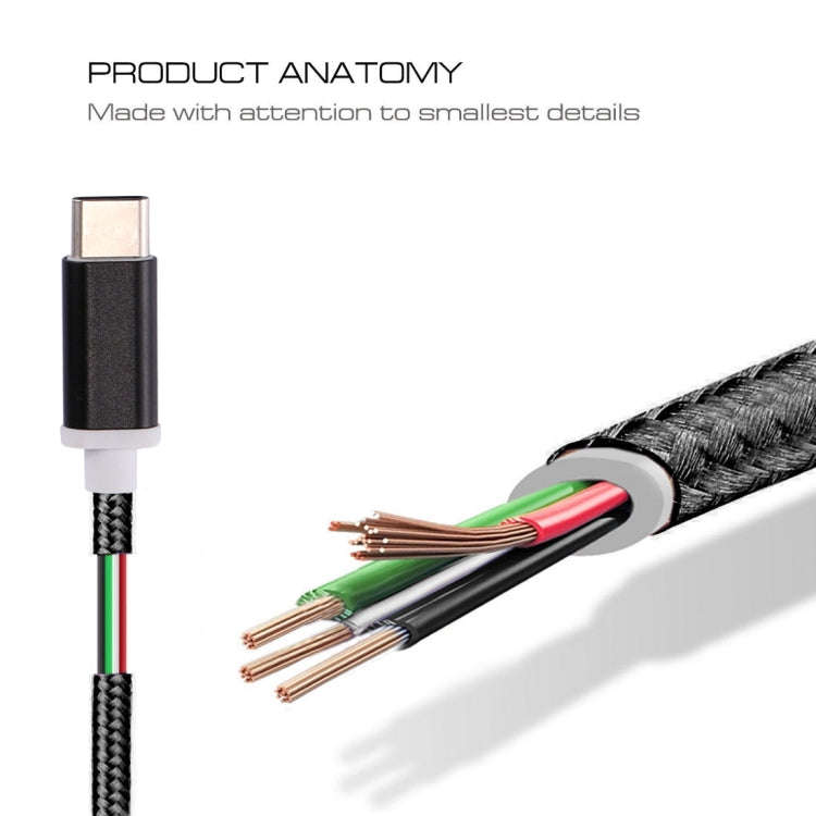 USB-C / Type-C Male to 3.5mm Female Weave Texture Audio Adapter, Length: about 10cm(Silver)