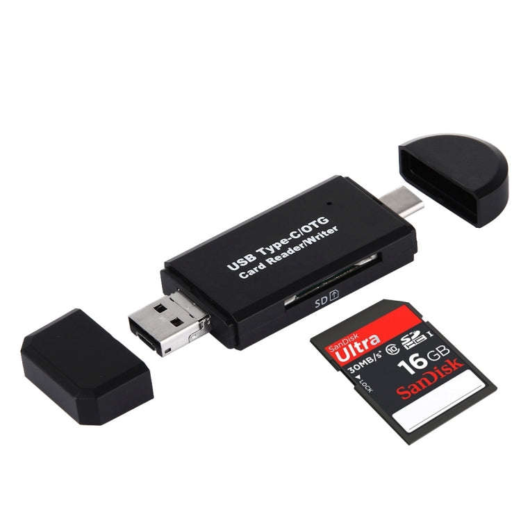 3 in 1 USB-C / Type-C 3.1 to USB 2.0 + Micro USB + SD(HC) + Micro SD Card Reader Adapter with OTG...