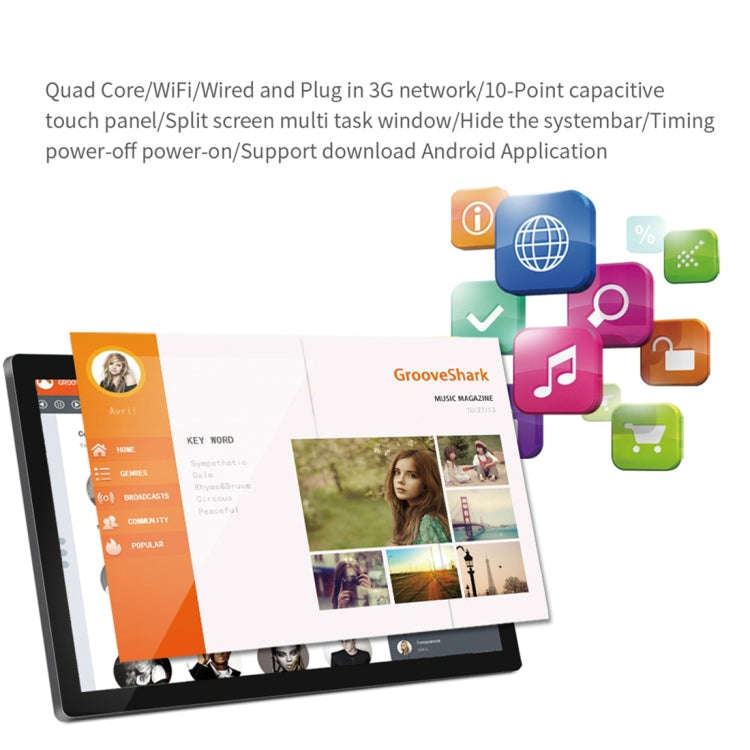 21.5 inch LCD Display Digital Photo Frame, RK3568 Quad Core, Android 11, 2GB+16GB, Support WiFi &...