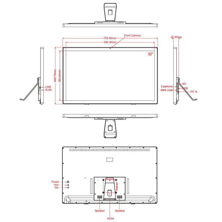 HSD3201 32 inch LCD Display Digital Photo Frame, 4GB+32GB, RK3576S Octa Core, Android 14