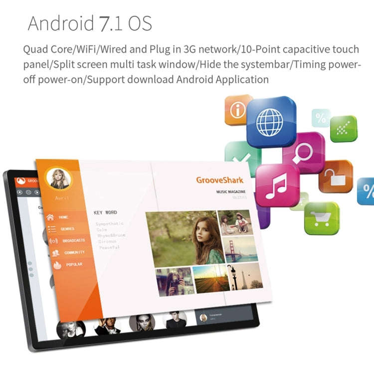 32 inch LCD Display Digital Photo Frame, RK3399 Dual-core A72 + Quad-core A53 up to 2.0GHz, Andro...