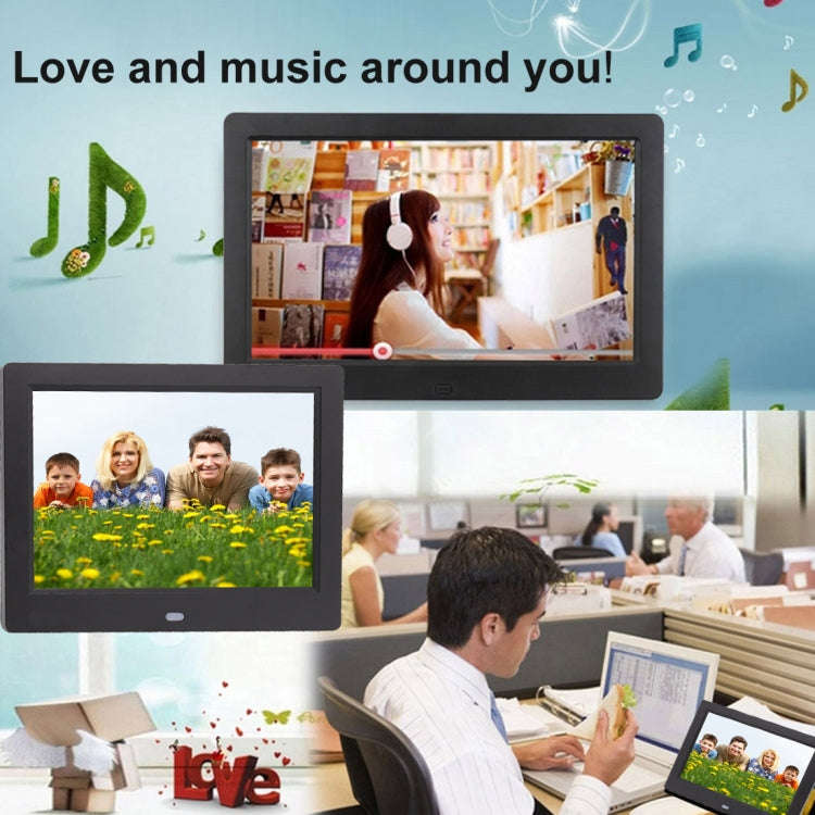 AC 100-240V 8 inch TFT Screen Digital Photo Frame with Holder & Remote Control, Support USB / SD ...