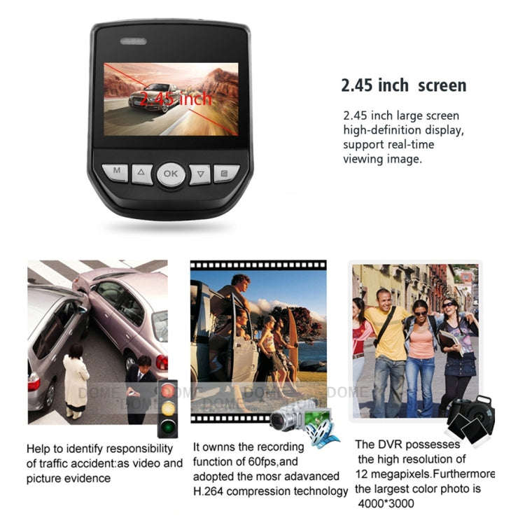 A305 Car DVR Camera 2.45 inch IPS Screen Full HD 1080P 170 Degree Wide Angle Viewing, Support Mot...