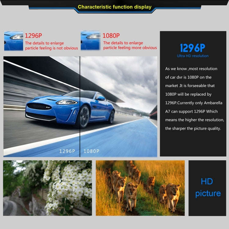 GS90C Car DVR Camera 2.7 inch LCD Screen HD 2304 x 1296P 170 Degree Wide Angle Viewing, Support M...