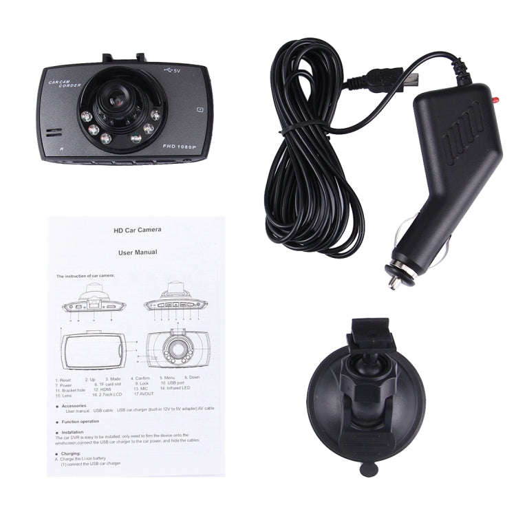 Car DVR Camera 2.7 inch LCD 480P 1.3MP Camera 120 Degree Wide Angle Viewing, Support Night Vision...