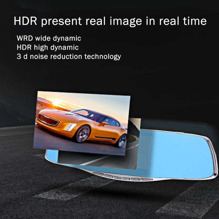 G835 HD 1080P 4.3 inch Screen Display Rearview Mirror Vehicle DVR, Generalplus 2248, 2 Cameras 17...