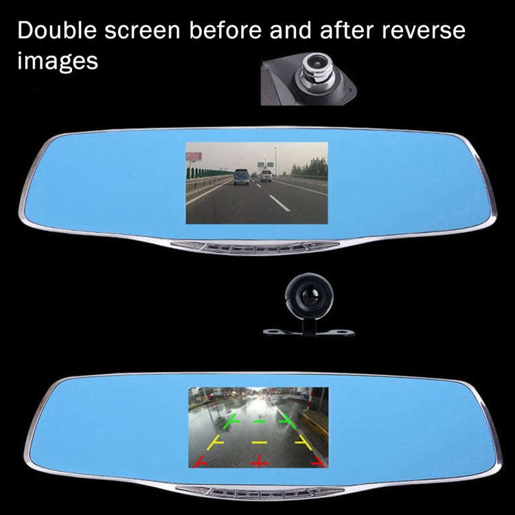 G835 HD 1080P 4.3 inch Screen Display Rearview Mirror Vehicle DVR, Generalplus 2248, 2 Cameras 17...