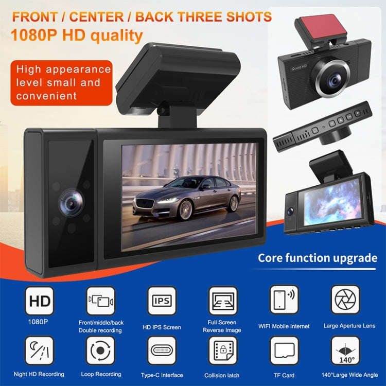 X12 1080P HD Panoramic Triple Recording WiFi Car Driving Recorder Support Mobile APP