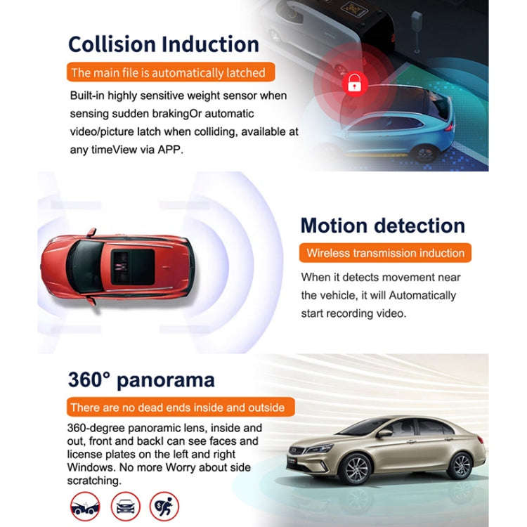 X12 1080P HD Panoramic Triple Recording WiFi Car Driving Recorder Support Mobile APP