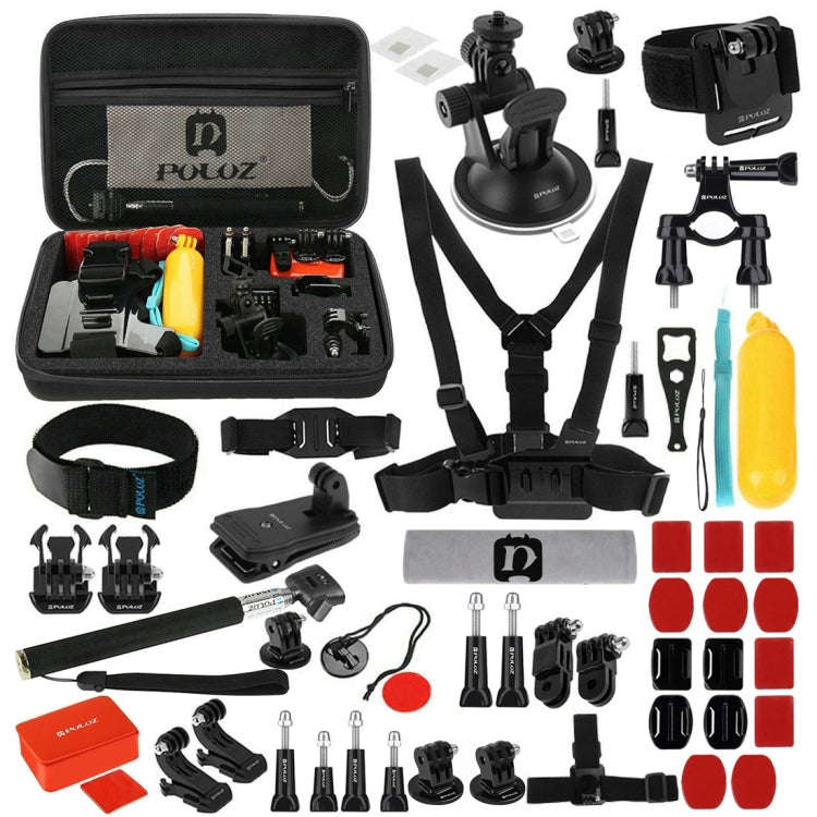 PULUZ 53 in 1 Accessories Total Ultimate Combo Kits with EVA Case (Chest Strap + Suction Cup Moun...