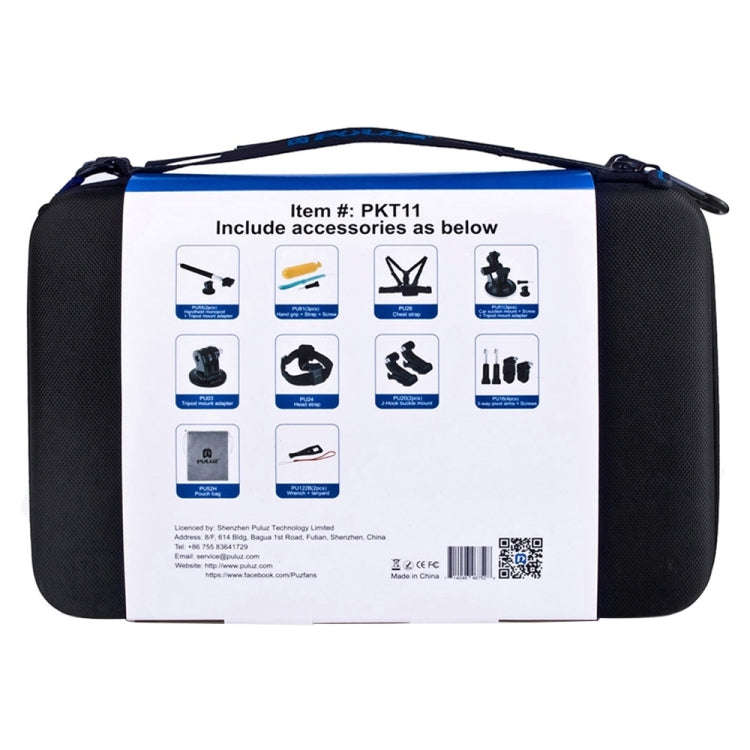 PULUZ 20 in 1 Accessories Combo Kits with EVA Case (Chest Strap + Head Strap + Suction Cup Mount ...