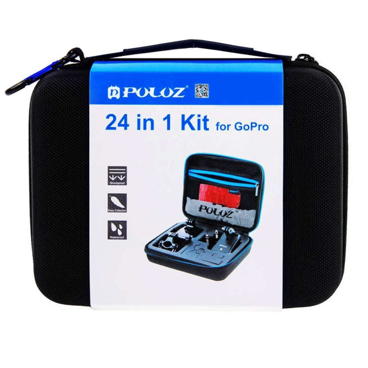 PULUZ 24 in 1 Bike Mount Accessories Combo Kits with EVA Case (Wrist Strap + Helmet Strap + Exten...