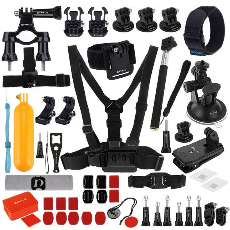 PULUZ 53 in 1 Accessories Total Ultimate Combo Kits (Chest Strap + Suction Cup Mount + 3-Way Pivo...