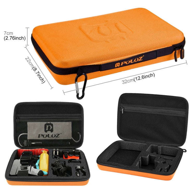 PULUZ 53 in 1 Accessories Total Ultimate Combo Kits with Orange EVA Case (Chest Strap + Suction C...