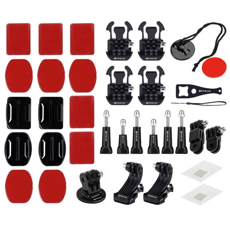 PULUZ 45 in 1 Accessories Ultimate Combo Kits with Orange EVA Case (Chest Strap + Suction Cup Mou...