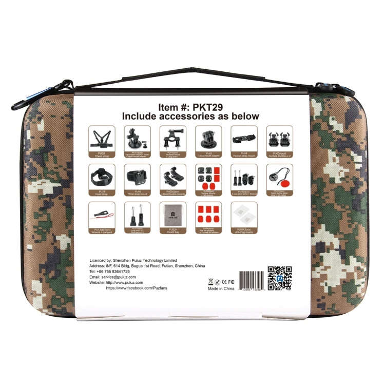 PULUZ 45 in 1 Accessories Ultimate Combo Kits with Camouflage EVA Case (Chest Strap + Suction Cup...