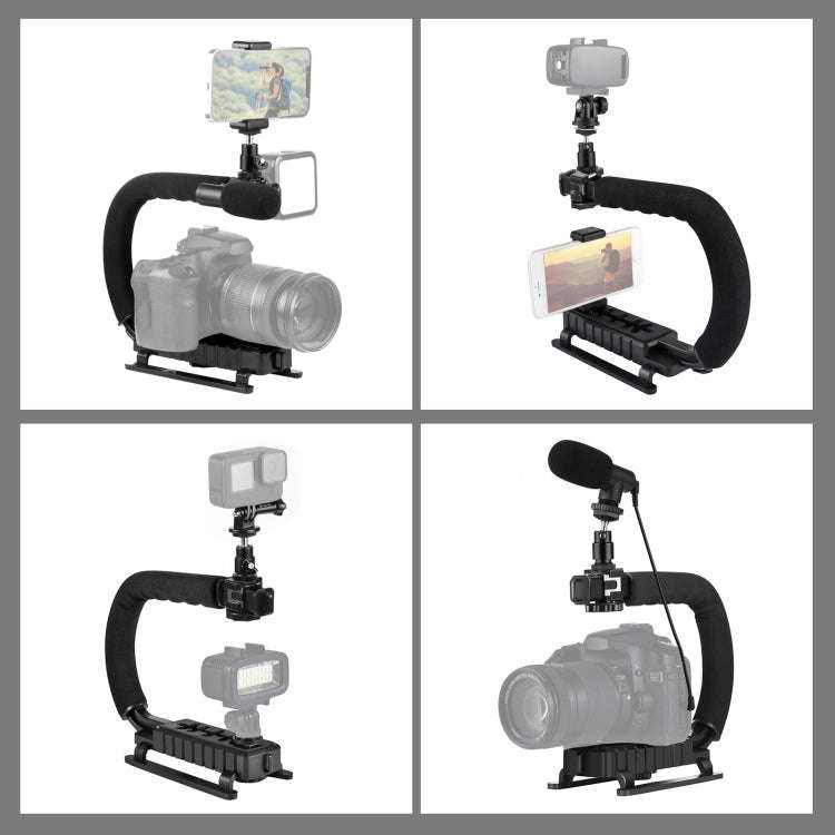 PULUZ U/C Shape Portable Handheld DV Bracket Stabilizer + Video Shotgun Microphone Kit with Cold ...