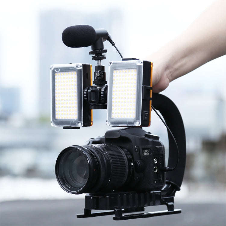 PULUZ U/C Shape Portable Handheld DV Bracket Stabilizer + LED Studio Light + Video Shotgun Microp...
