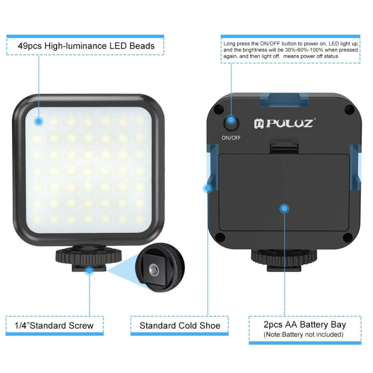 PULUZ U/C Shape Portable Handheld DV Bracket Stabilizer + LED Fill Light Kit with Cold Shoe Tripo...