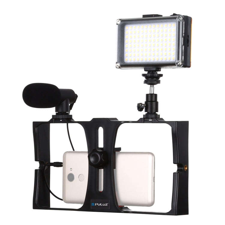 PULUZ 3 in 1 Vlogging Live Broadcast LED Selfie Light Smartphone Video Rig Kits with Microphone +...