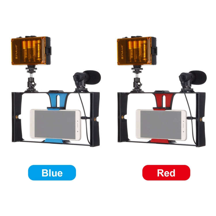 PULUZ 3 in 1 Vlogging Live Broadcast LED Selfie Light Smartphone Video Rig Kits with Microphone +...
