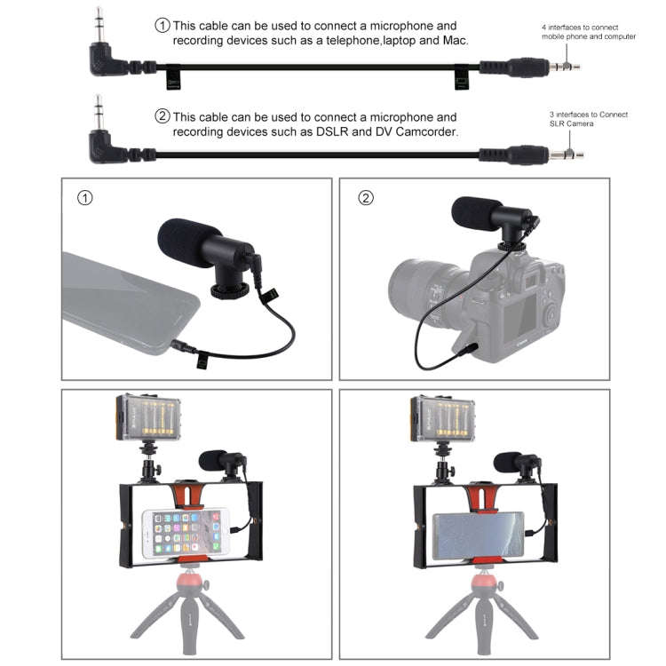 PULUZ 3 in 1 Vlogging Live Broadcast LED Selfie Light Smartphone Video Rig Kits with Microphone +...