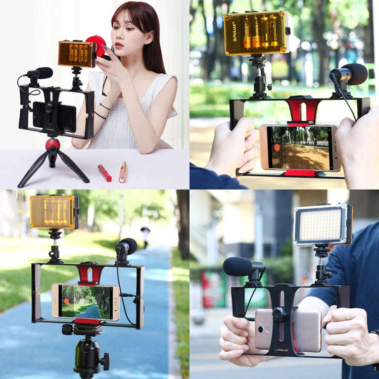 PULUZ 3 in 1 Vlogging Live Broadcast LED Selfie Light Smartphone Video Rig Kits with Microphone +...