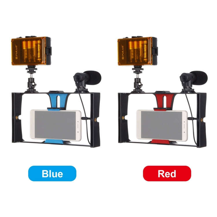 PULUZ 3 in 1 Vlogging Live Broadcast LED Selfie Light Smartphone Video Rig Kits with Microphone +...