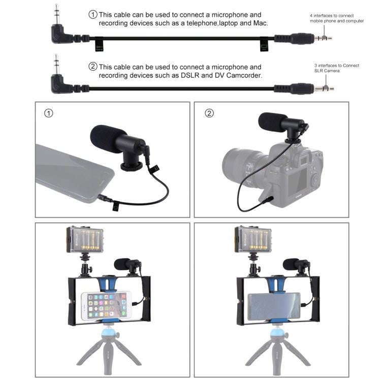 PULUZ 3 in 1 Vlogging Live Broadcast LED Selfie Light Smartphone Video Rig Kits with Microphone +...