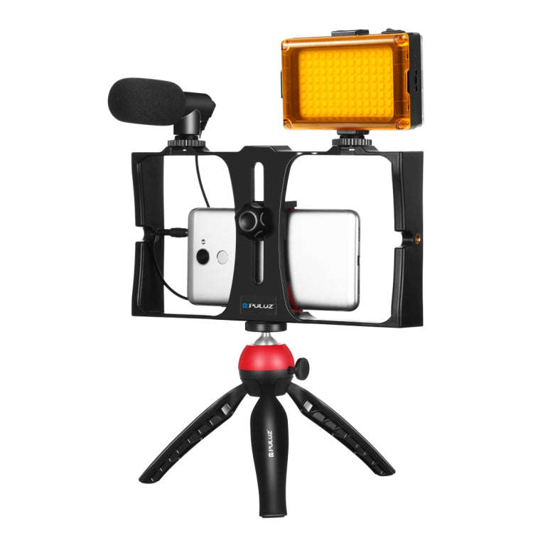 PULUZ 4 in 1 Vlogging Live Broadcast LED Selfie Light Smartphone Video Rig Kits with Microphone +...
