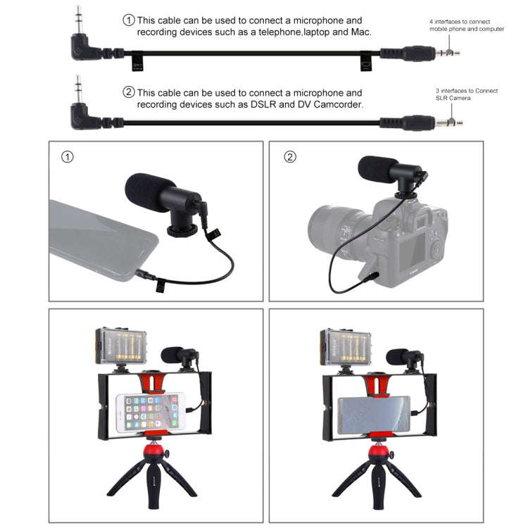 PULUZ 4 in 1 Vlogging Live Broadcast LED Selfie Light Smartphone Video Rig Kits with Microphone +...